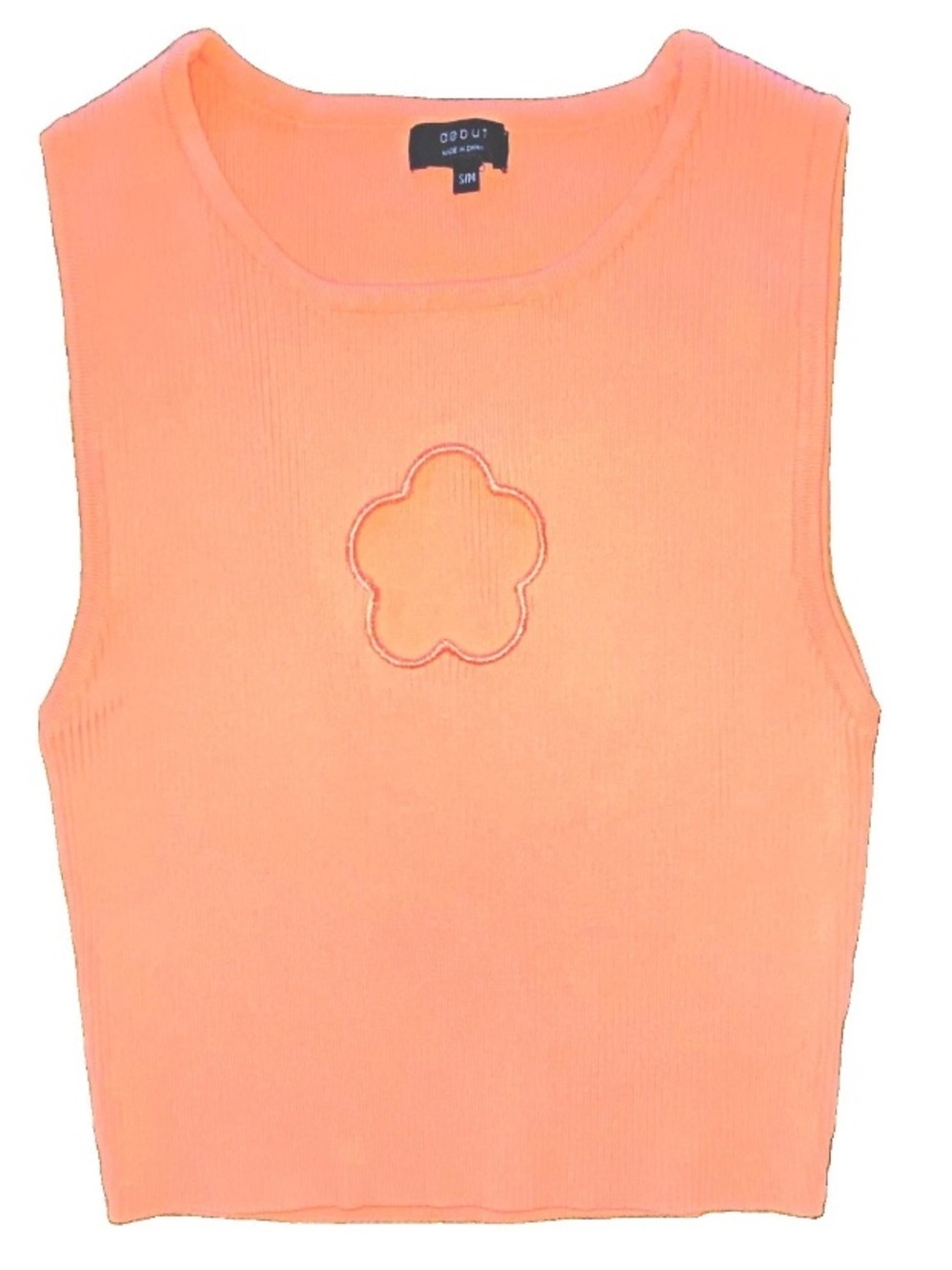 Debut Women's Coral Flower Knit Sleeveless Sweater Cut-Out y2k Top S/M